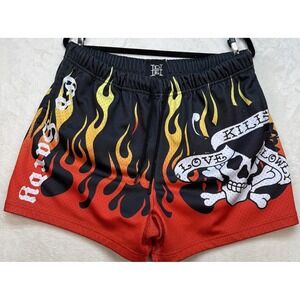 Ed Hardy Tattoo Shorts Mens Large Skull Flame Graphic Y2K Streetwear
